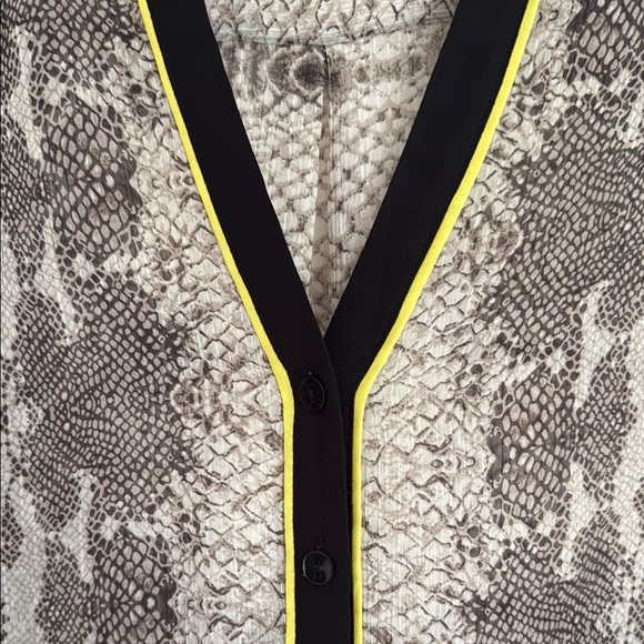Alfani Snake Print Sheer Blouse with V-Neck - Picture 4 of 6